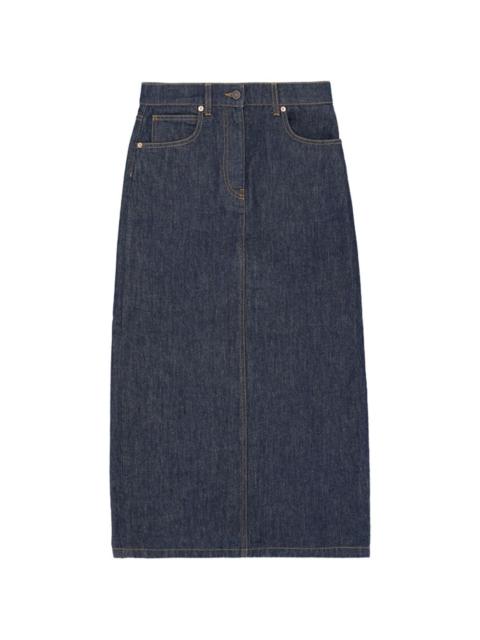 denim slit maxi skirt