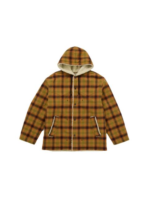 Supreme Number (N)ine Faux Shearling Hooded Coat Brown
