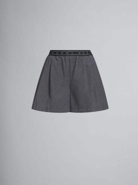 GREY WOOL SHORTS WITH MARNI SYMBOL