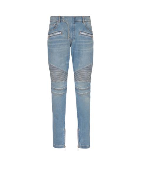 Slim-fit biker trousers in denim