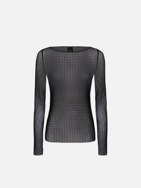 FULLY RHINESTONED LIGHT TULLE SWEATER