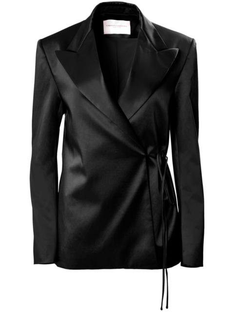 satin wrap blazer