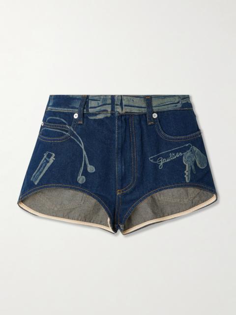 Trompe-l'ail Printed Denim Shorts