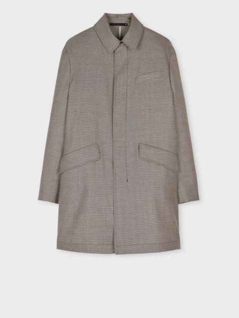 Grey Overdyed Micro-Houndstooth Wool Mac