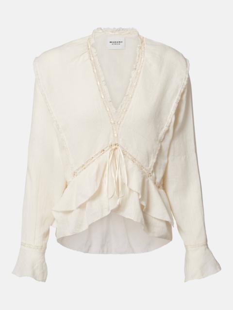 Damienne cotton and linen-blend top