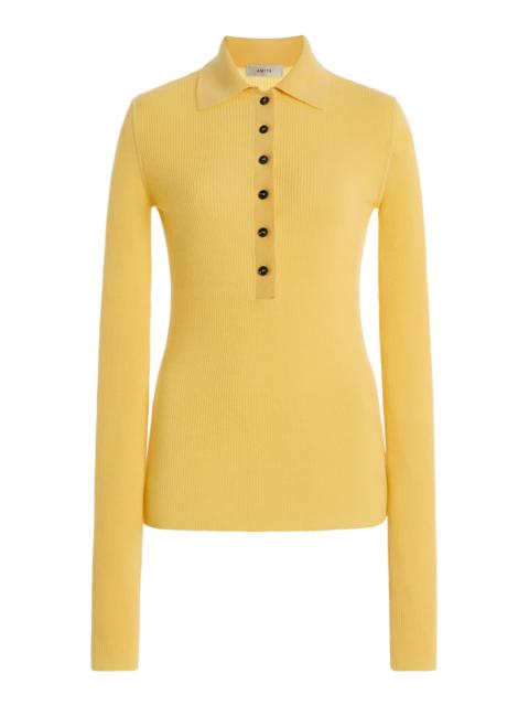 Georgia Fitted Wool Polo Top yellow