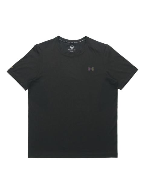 Men's Under Armour Rush Seamless Casual Sports Breathable Short Sleeve Black 1361130-001