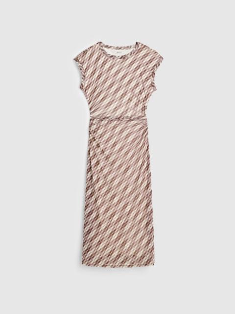 Cap-Sleeve Ruched Midi Dress