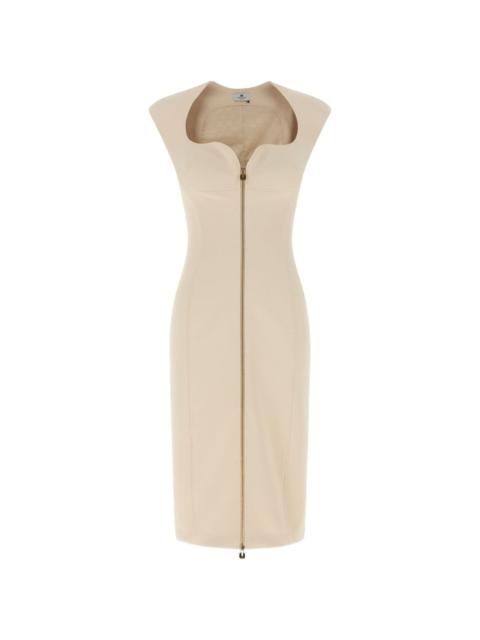 front-zip cap-sleeve dress