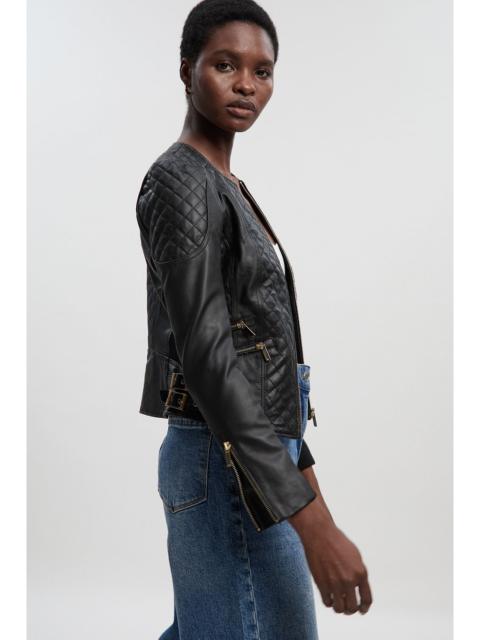 Leather Quilted Biker Jacket