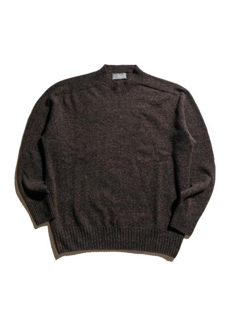 Seamless Crew Neck Yak Wool Cashmere Blend Coffee Twist