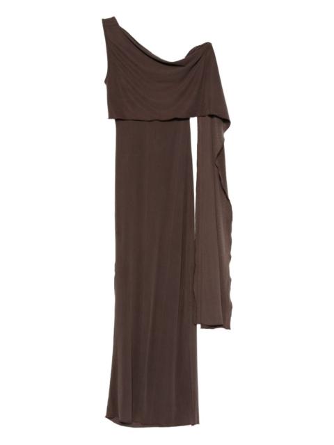 one-shoulder fine-ribbed maxi dress