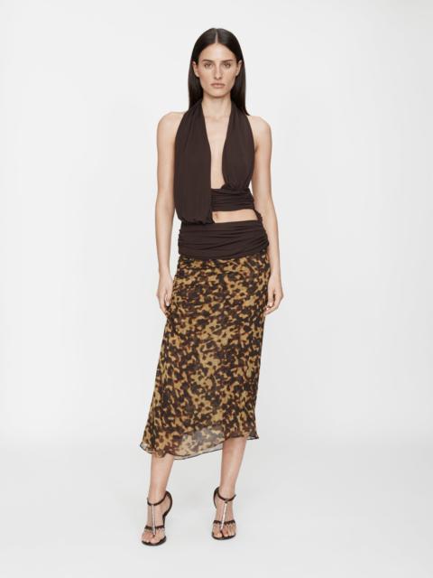 Cord Trimmed Silk Ruche Skirt
