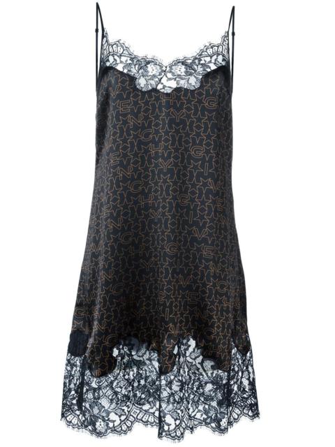 logo print lace dress
