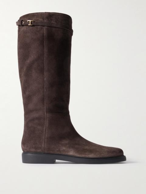 Embellished Suede Knee Boots