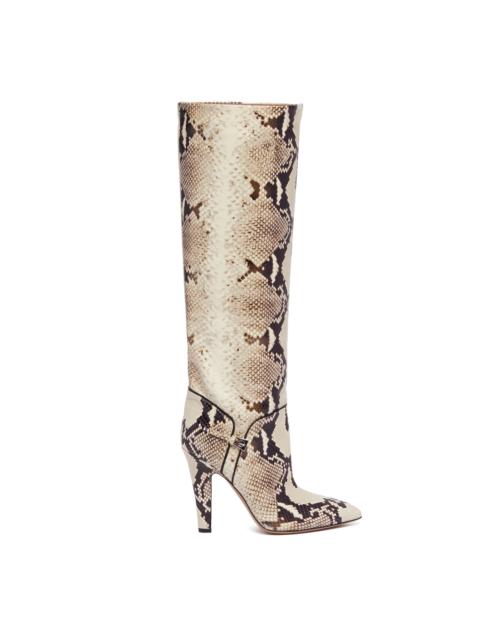 Beige Elsa Mini Buckle 100 Leather Boots