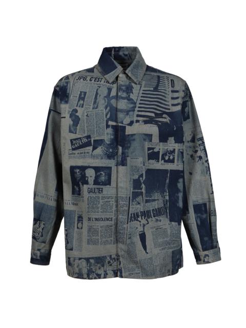 DENIM SHIRT WITH NEWSPAPER PRINT / IND/BEI