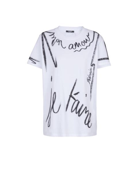 Short-sleeved T-shirt with "Je t'aime" print