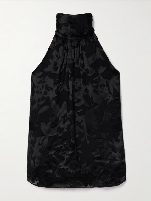 Giulia Devoré-satin Halterneck Top