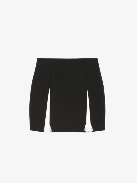 MINI SKIRT IN WOOL AND MOHAIR WITH CONTRASTED INSERTS