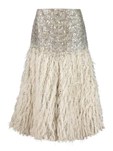 Degrade Embellished Fit Flare Midi Skirt