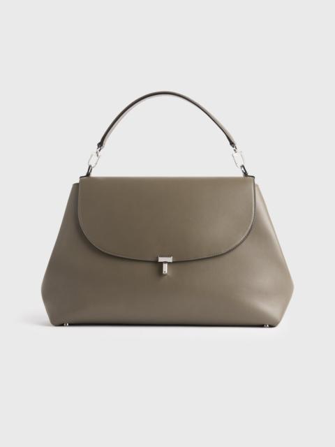 T-lock leather satchel taupe