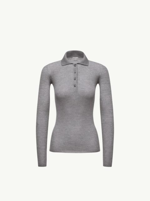Wool Long Sleeve Polo Shirt