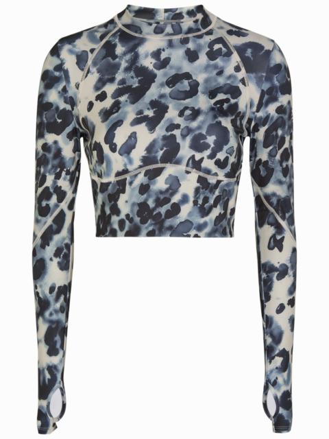 Adidas X Stella Mccartney Training Printed Cropped Stretch-jersey top