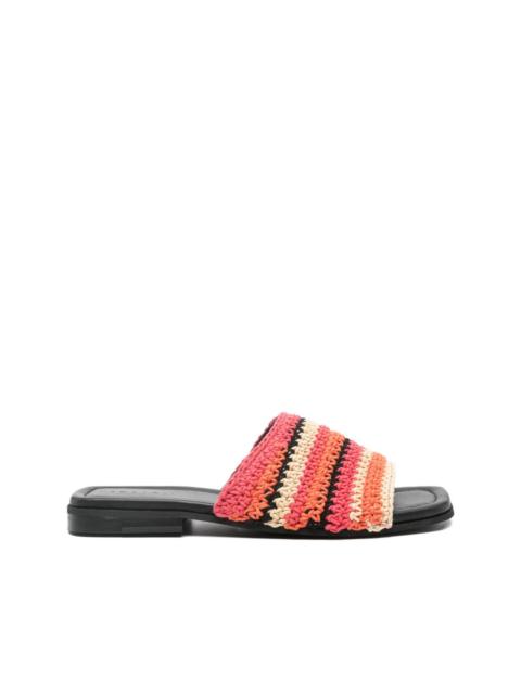 striped crochet flat sandals