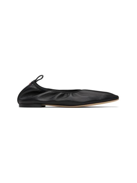 Black Nomi Ruched Ballerina Flats