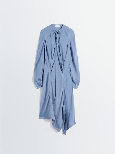 CREASED BIAS DRESS IN POLY VISCOSE TWILL