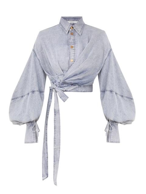 REBELLION DENIM WRAP TOP