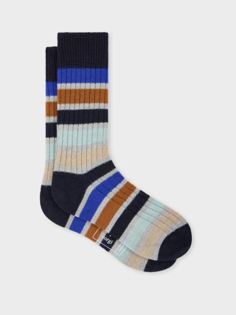 Paul Smith + Corgi - Navy Stripe Wool-Blend Socks