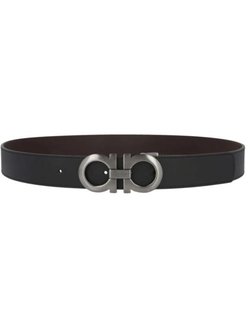 Ferragamo Gancini Leather Belt Black