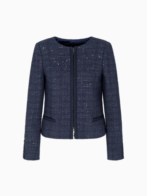 LUREX TWEED ZIP-UP JACKET WITH MICRO SEQUINS