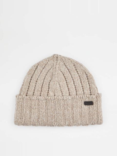 CASHMERE BLEND BEANIE - WHITE