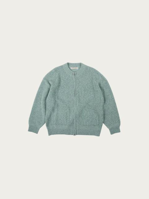 Tweed Wool Zipup Cardigan - Mint