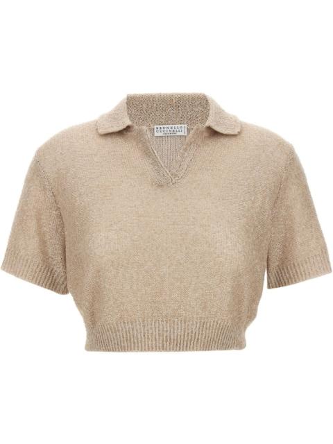 sequin-embellished polo shirt