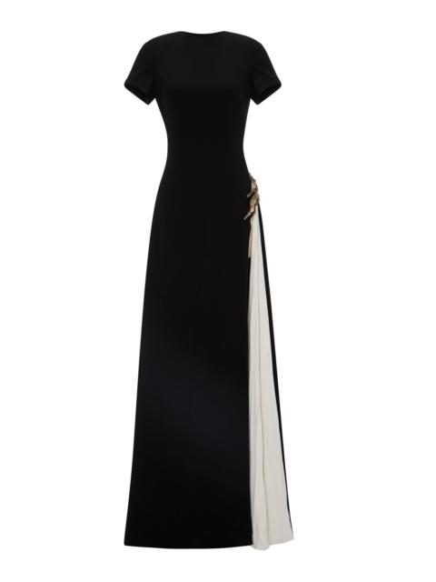 Broach-Embellished Evening Gown black