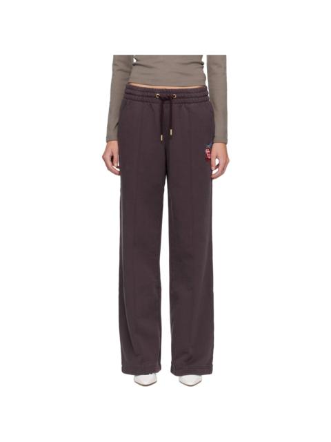 Purple Dragonfly Floral Open Hem Sweatpants