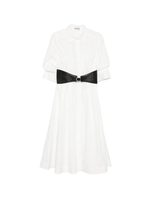 belted midi shirt dress