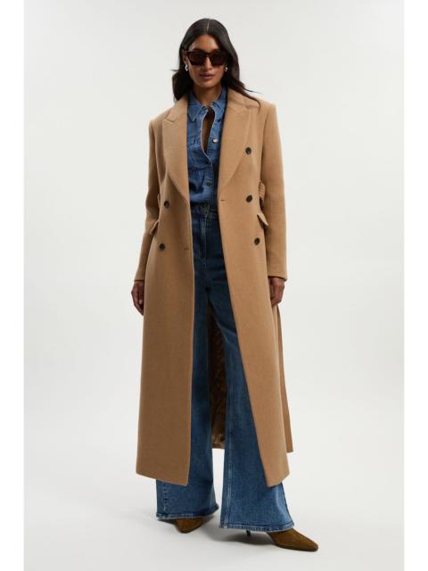 Petite Wool Double Breasted Belted Tailored Maxi Coat
