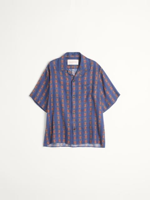 LINEN BOWLING SHIRT WITH VOYAGE IMAGINAIRE PRINT