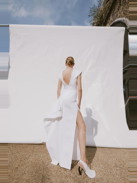 HIGH NECK PENCIL DRESS WITH SIDE PANEL DETAIL WHITE