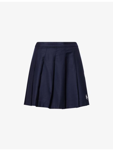 School Pleated Wool Mini Skirt