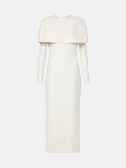 Bridal Gullu caped crêpe midi dress