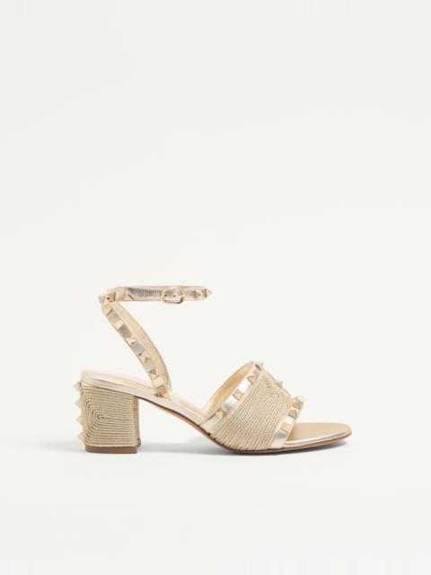 ROCKSTUD SANDAL IN LAMINATED NAPPA WITH CORNELY EMBROIDERY 60MM