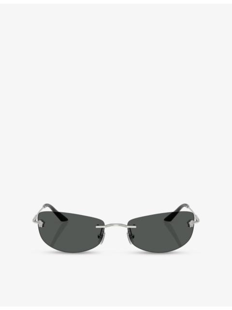 VE2279 Rectangular-Frame Metal Sunglasses
