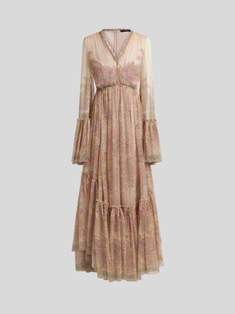 LONG PRINTED SILK DRESS