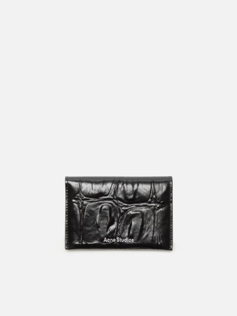 Folded leather wallet - Black